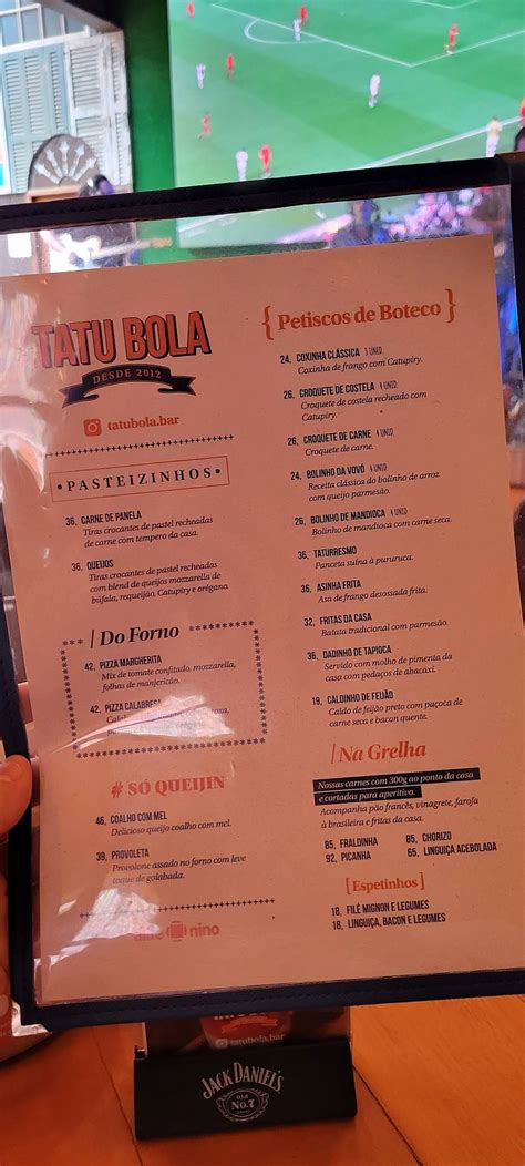 Cardapio Tatu Bola Preços