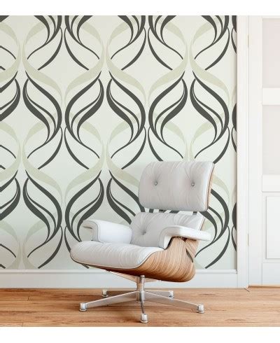 Papel De Parede Fundo Cinza E Detalhes Arabescos Na Cor Nude