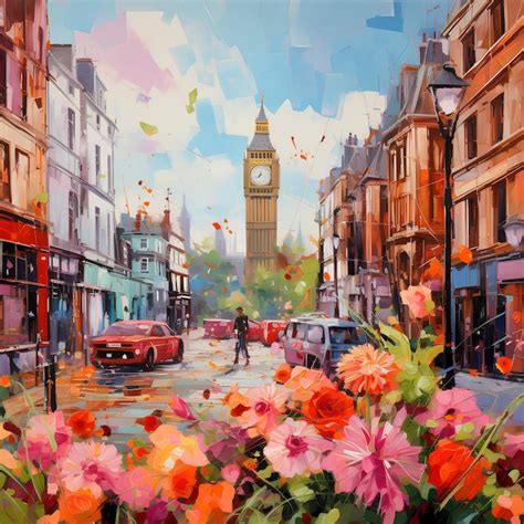 Premium AI Image | London with flowers Floral London city painting ...