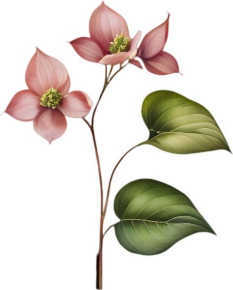 Striking Pacific Dogwood Flower Clipart Artistic Illustration