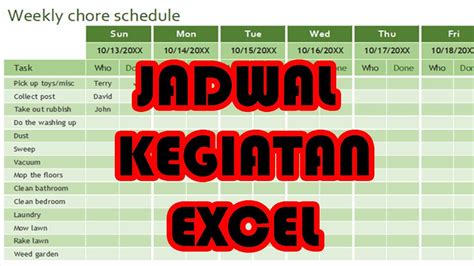 Cara Membuat Jadwal Kegiatan Di Excel Contoh Schedule Kerja Youtube