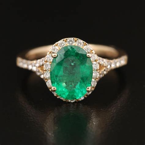 Customizable Antique Emerald Engagement Ring Halo Vintage Diamonds Engagement Ring For Sale At