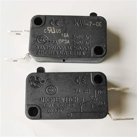 10Pcs LEMA KW7-0E 0.6A/125V 16A/250V 2 Pins Normally Close NC ...