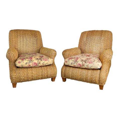 Vintage Ralph Lauren Coastal Woven Seagrass Club Chairs Pair Chairish
