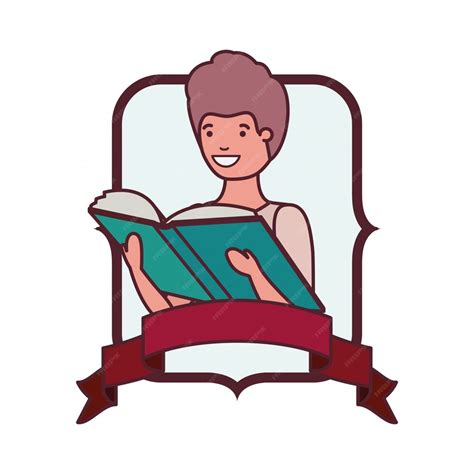 Рамка с учеником и книгой для чтения | Бесплатно векторы