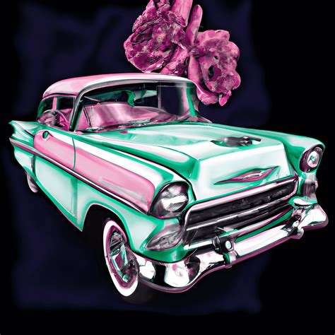 Floral 1955 Chevrolet Bel Air · Creative Fabrica