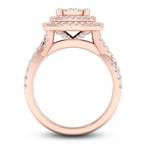 Diamond Double Halo Engagement Ring 1 1 3 Ct Tw Round 14k Rose Gold Jared