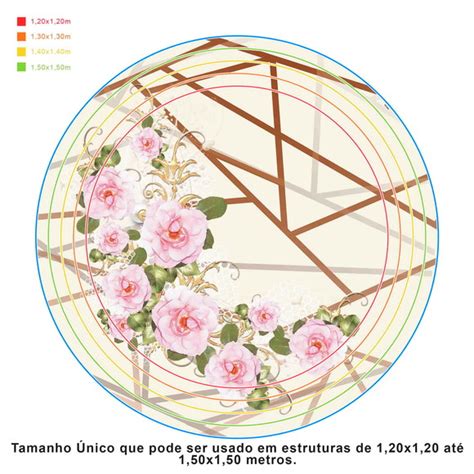 Painel Redondo Sublimado D Floral Bodas Tecido X M Elo