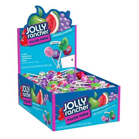 Jolly Rancher Fruit Chew Filled Lollipops 100ct Candynowca