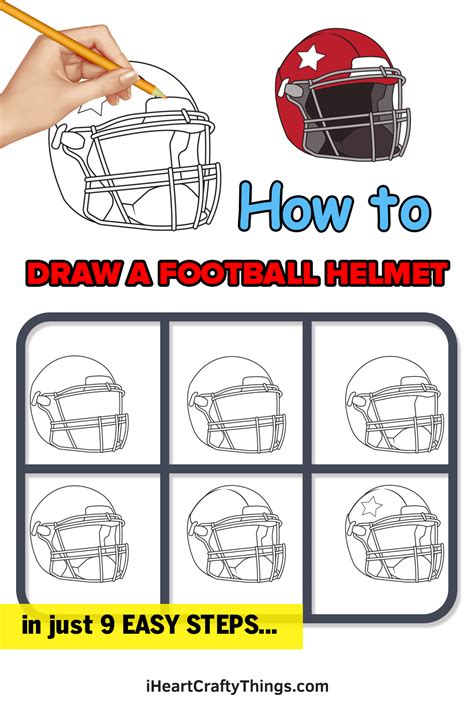 Football Helmet Drawing - How To Draw A Football Helmet Step By Step