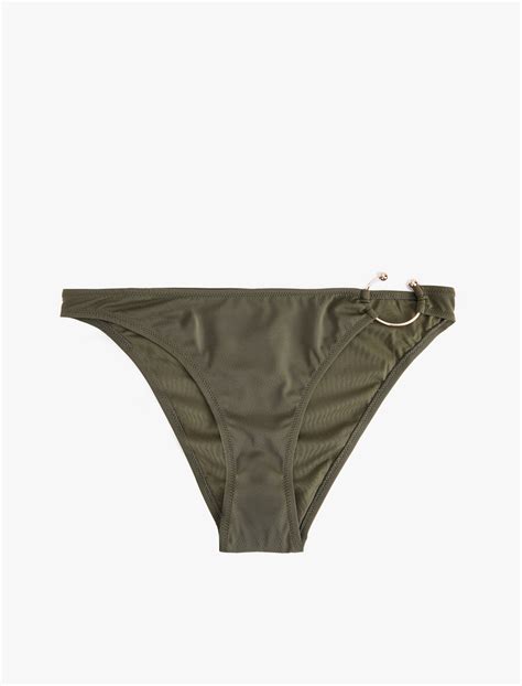 Yeşil Kadın Metal Aksesuarlı Yüksek Bel Bikini Altı 5SAK00038MM Koton