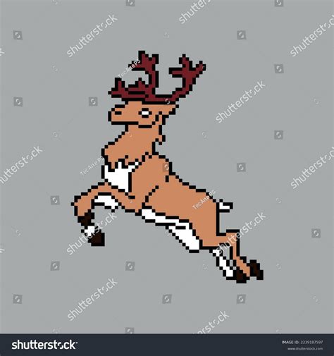 Christmas Reindeer Vector Illustration Pixel Art Stock Vector Royalty
