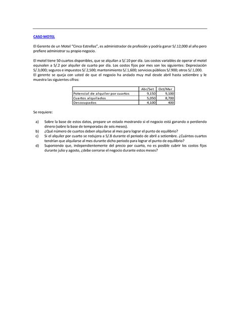 Caso Motel Contabilidad Financiera Utp Studocu