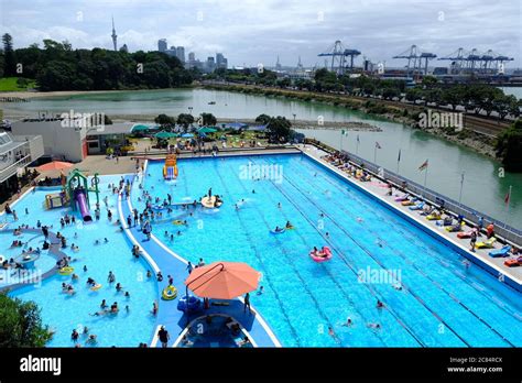 New Zealand Auckland Public Swimming Pool Parnell Baths Stock Photo
