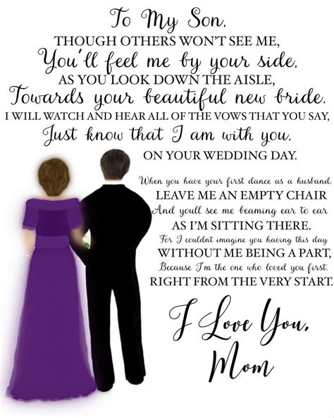 To My Son Wedding Day Poem From Mother Who Cannot Be There Etsy