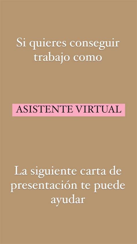 Carta de presentación para Asistente Virtual Carta de presentación