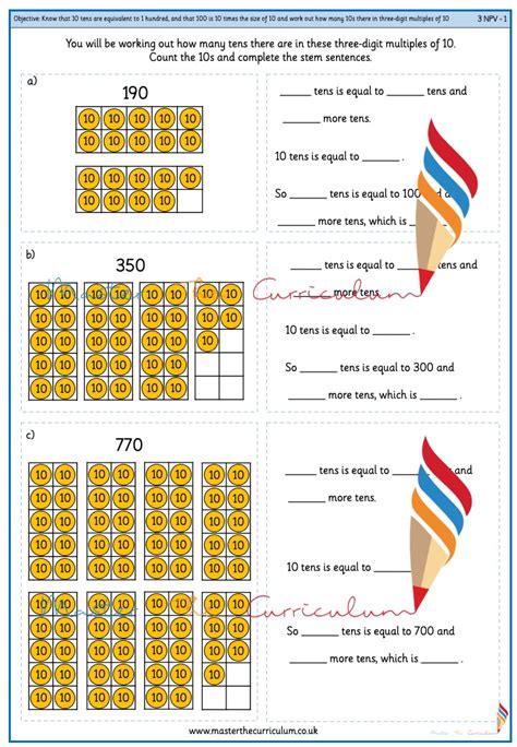 Know That 10 Tens Are Equivalent To 100 1 Master The Curriculum