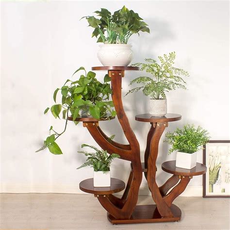 Support de fleurs en bois massif multicouche intérieur pot de fleurs