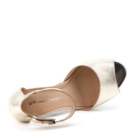 UNITED NUDEUNITED NUDE 平跟凉鞋UNITED NUDE Bella欧美春夏女金色牛皮镂空跟中高异型跟单凉鞋 正品 价格 图片 寺库网