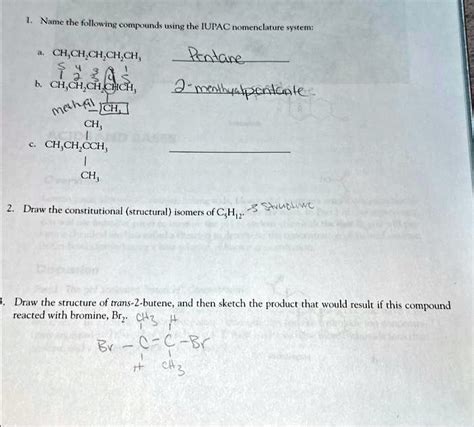 SOLVED 1 Name The Following Compounds Using The IUPAC Nomenclature