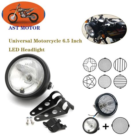 ASTMOTOR Universal 6 5 Inch Motorcycle Retro Headlight Hi Low Bean Bulb