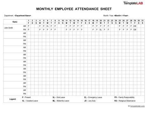 Employee Attendance Template