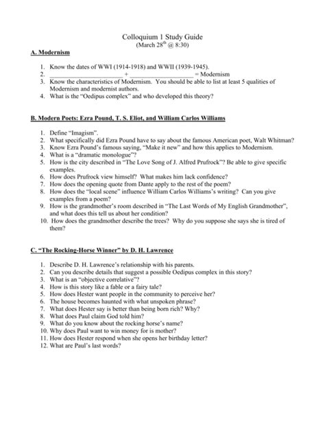 Colloquium 1 Study Guide