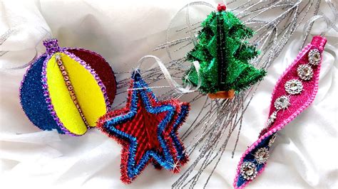 4 идеи новогодних игрушек из фоамирана. DIY/рукоделие. - YouTube