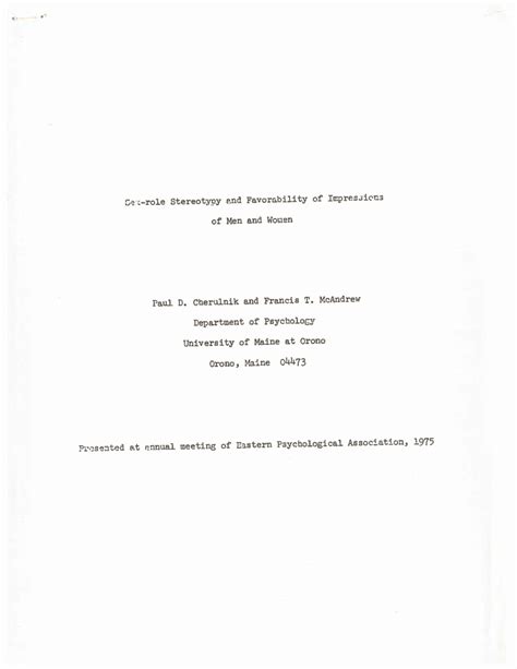 Pdf Sex Role Stereotypy And Favorability Of Impressions Of Men And Women