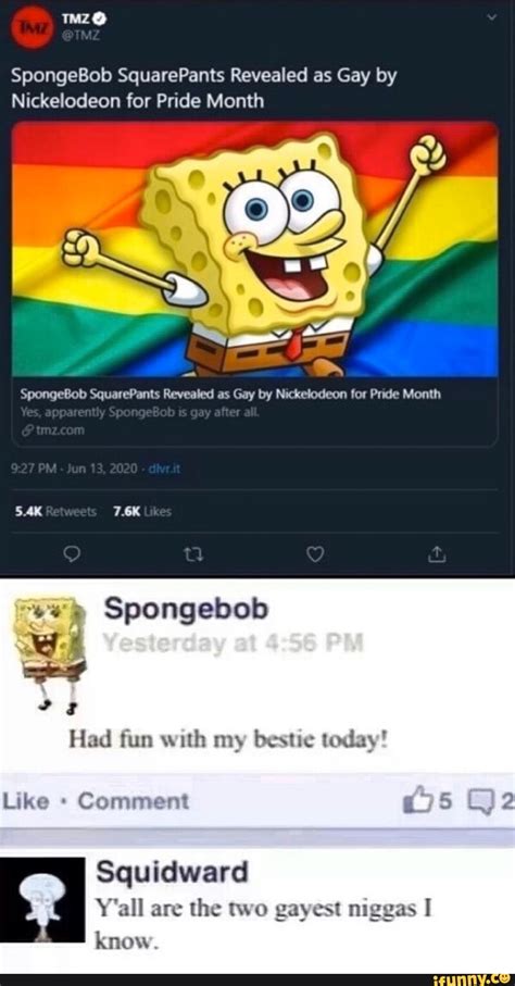 Spongebob Squarepants Revealed As Gay By Nickelodeon For Pride Month Spongebob Squarepants