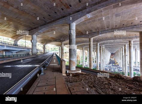 Concrete Stilts Construction Under The Runway Of Funchal Madeira