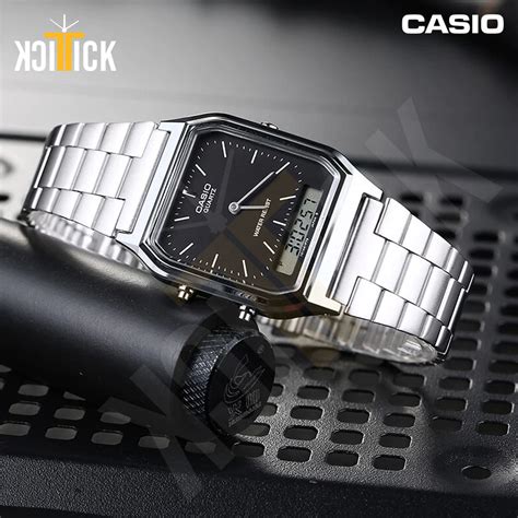 Original Casio AQ 230A 1DMQ Silver Stainless Steel Vintage Analog