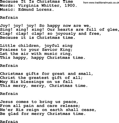 Christmas Hymns Carols And Songs Title Because It Is Christmas Time