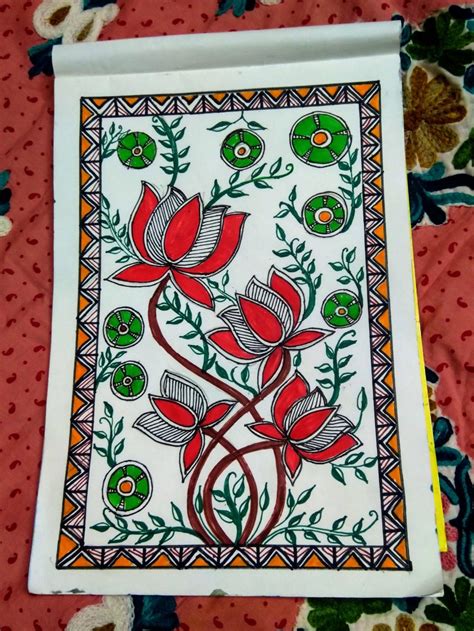 Lotus Madhubani Painting Madhubani Painting Indian Art Paintings