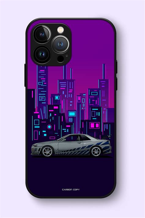 Premium Phone Cases Nissan Gtr R 34 City Lights Carbon Copy