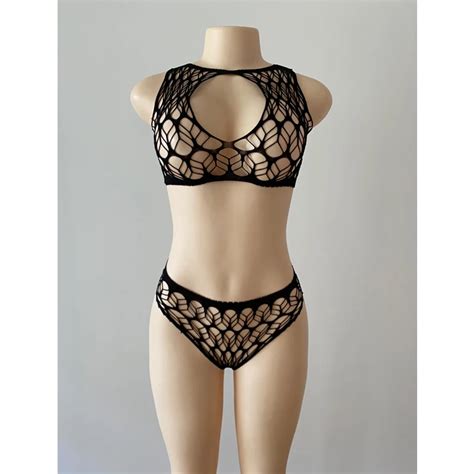 Hot Selling Sexy Lingerie Sheer Nylon Bra Brief Sets Perspective Sexy Bodystocking Nightwear