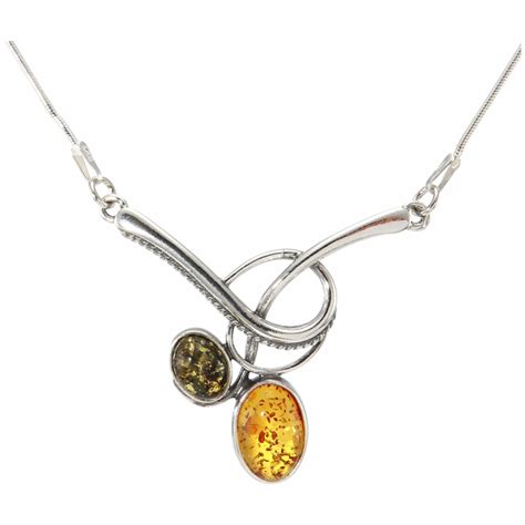 Collier Argent Ambre Multicolore Ref