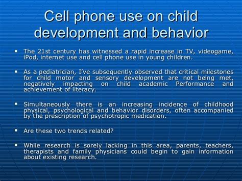Cell Phone Use On Child Development And Behavior