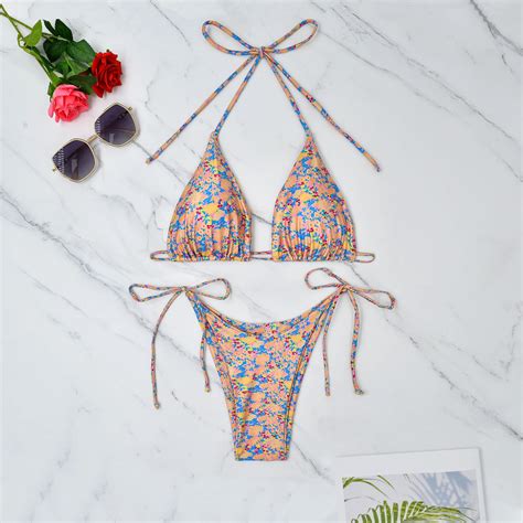 RUIYI 2024 New Arrival Floral Cross Border Swimsuit G String Bikini