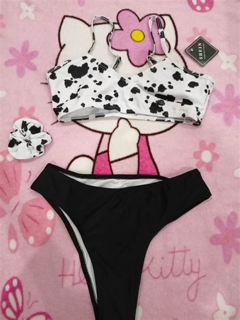 Shein Teens Two Piece Bikini Swimsuit With Free Scrunchies On Carousell