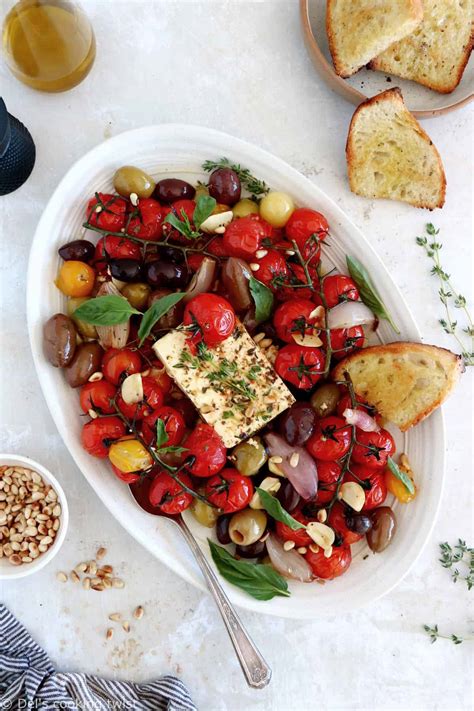 Feta rôtie au four tomates cerises et olives Del s cooking twist