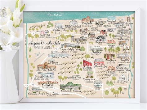 Niagara On The Lake Wineries Destination Map Art By Shelley Szczucki