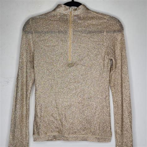 Vintage Tops Vintage Coronia Gold Metallic Shimmer Sheer Pussy Bow Blouse Glamour 7s Sz 2