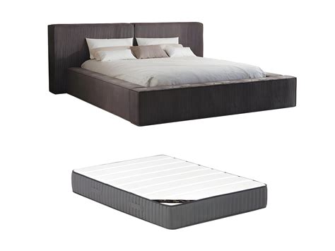 Bed Met Opbergruimte X Cm Van Taupegrijs Ribfluweel Matras