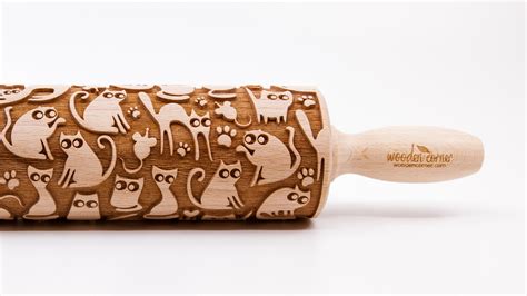 No R Cats No Negative Big Size Rolling Pin Engraved Rolling