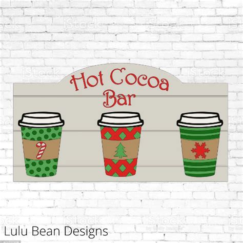 Hot Cocoa Coffee Bar Christmas Winter Frosty Sign Svg Laser File Wood Digital Cutting Glowforge