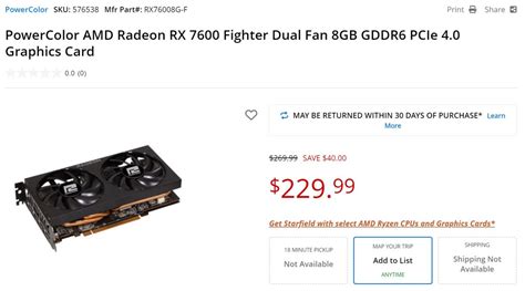 AMD Radeon RX 7600 Goes On Sale For $230 At Microcenter