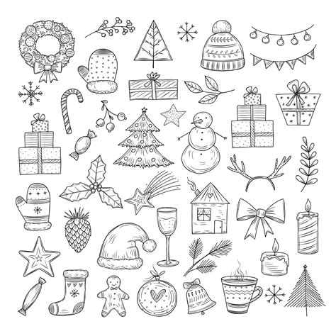 Premium Vector | Christmas doodle set