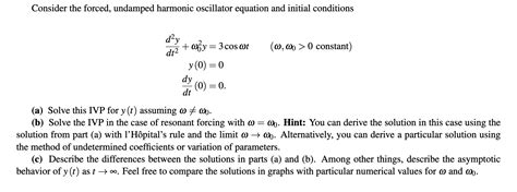 Solved Consider the forced, undamped harmonic oscillator | Chegg.com