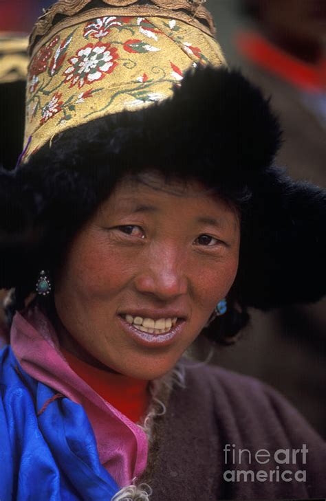 Tibetan Woman In Fur Hat Tibet Photograph By Craig Lovell